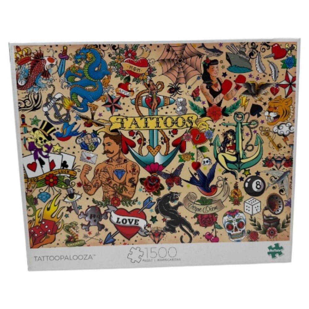TattooPalooza 1500-Piece Jigsaw Puzzle - Multicolor Tattoo Art